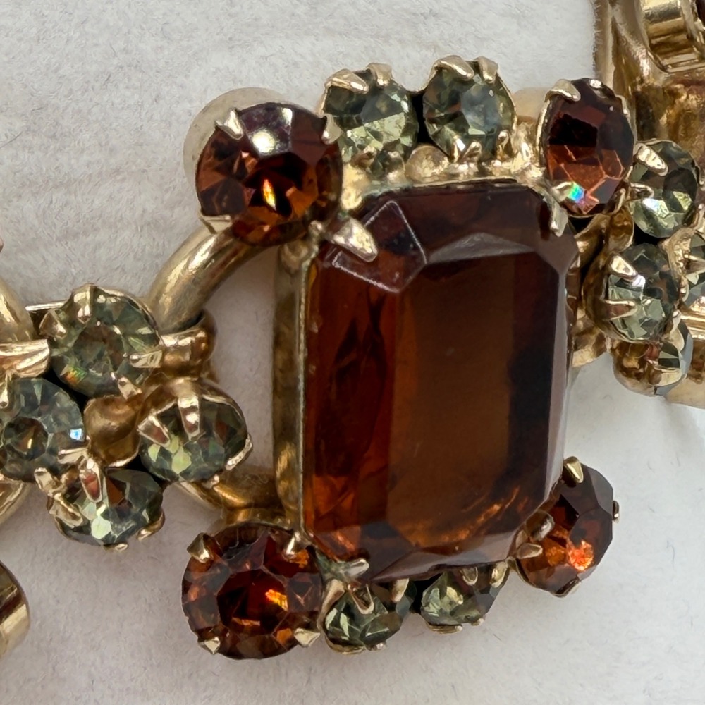 Juliana Elster & DeLizza VTG Smoky Topaz Rhinestone Bracelet and Earrings Set - Picture 4 of 16